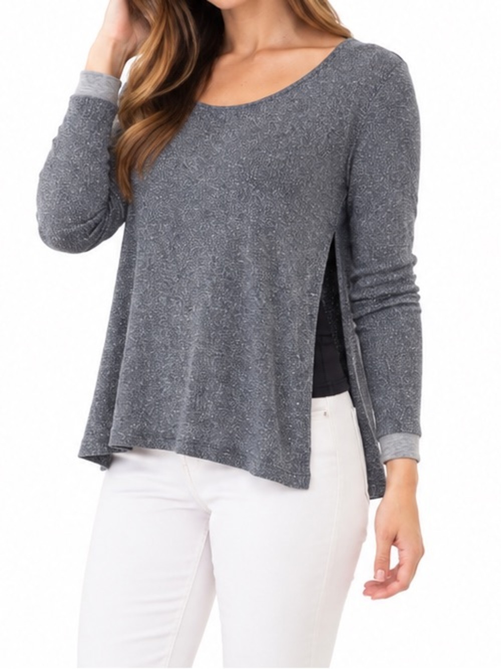 Three Dots side slit sweater